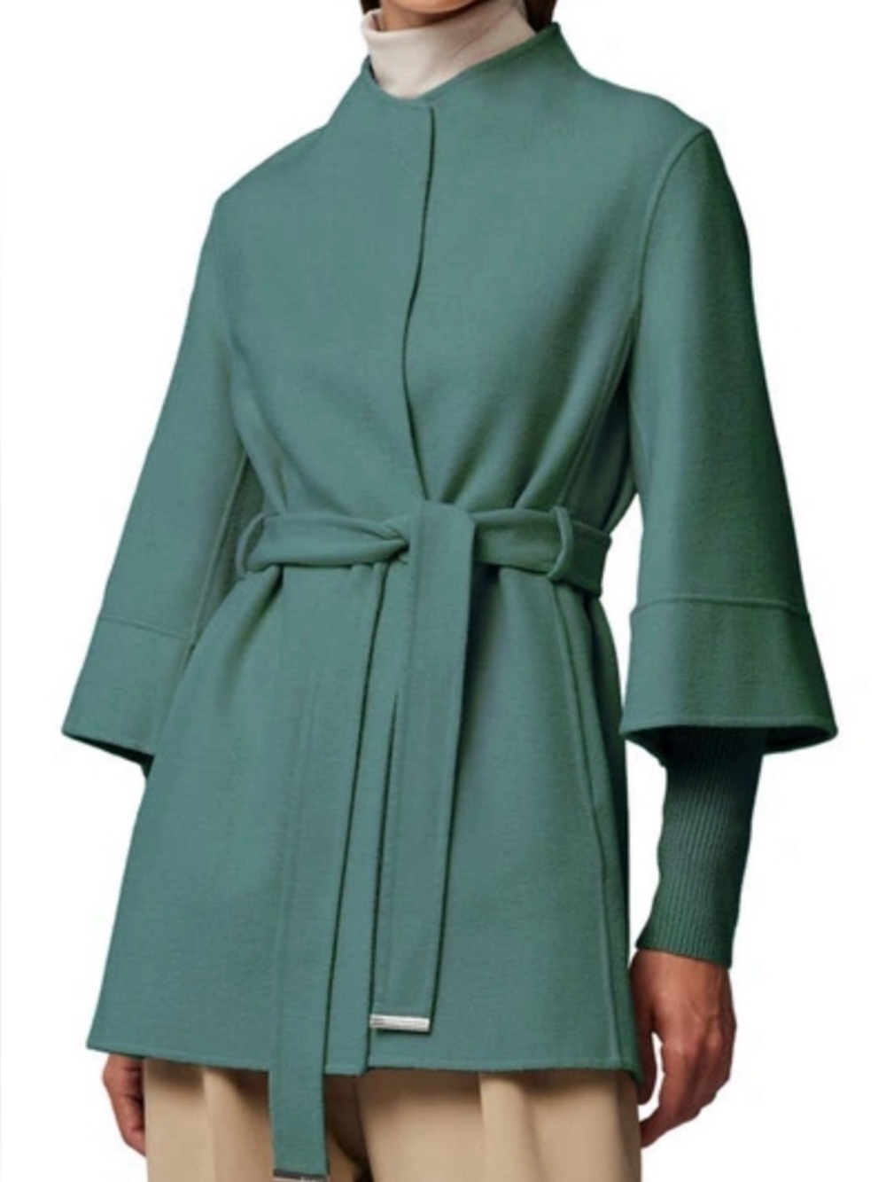 Soia & Kyo Belted Coat Small Teal Wool Blend Lightweight Wrap Jacket NWT